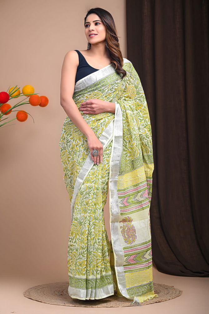 VK 4166 Silver Jari Patta Printed Sarees Catalog